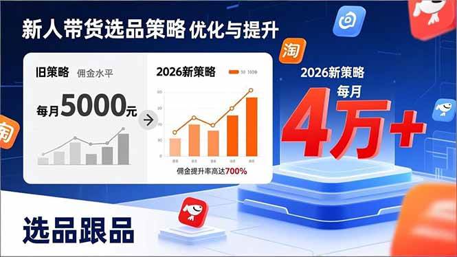 （17480期）新人带货别瞎选品！这套2026全新选品跟品策略，让我的佣金从0做到每月4万+-玩备项目资源网