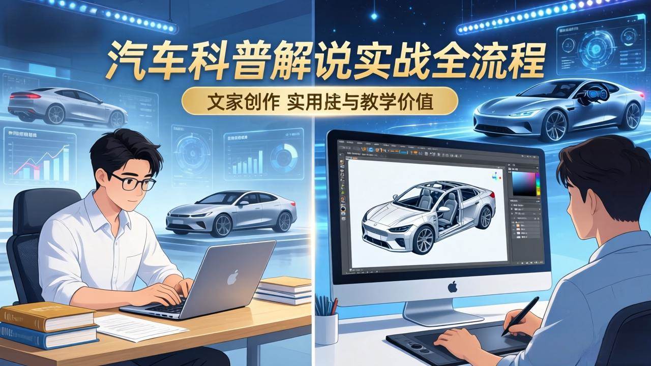 （17665期）抖音汽车科普解说实战：文案+动画+画面处理+去水印全流程，打造专业汽车科普视频-玩备项目资源网