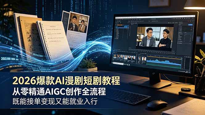（18980期）2026 爆款 AI 漫剧短剧教程 从零精通 AIGC 创作全流程 既能接单变现又能就业入行-玩备项目资源网