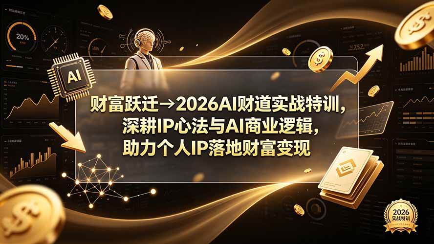 (19547期)财富跃迁→2026AI财道实战特训,深耕IP心法与AI商业逻辑,助力个人IP落地财富变现-玩备项目资源网