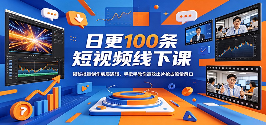 日更100条短视频线下课：揭秘批量创作底层逻辑，手把手教你高效出片抢占流量风口-玩备项目资源网