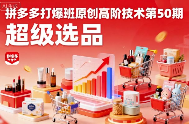 拼多多打爆班原创高阶技术第50期，超级选品-玩备项目资源网