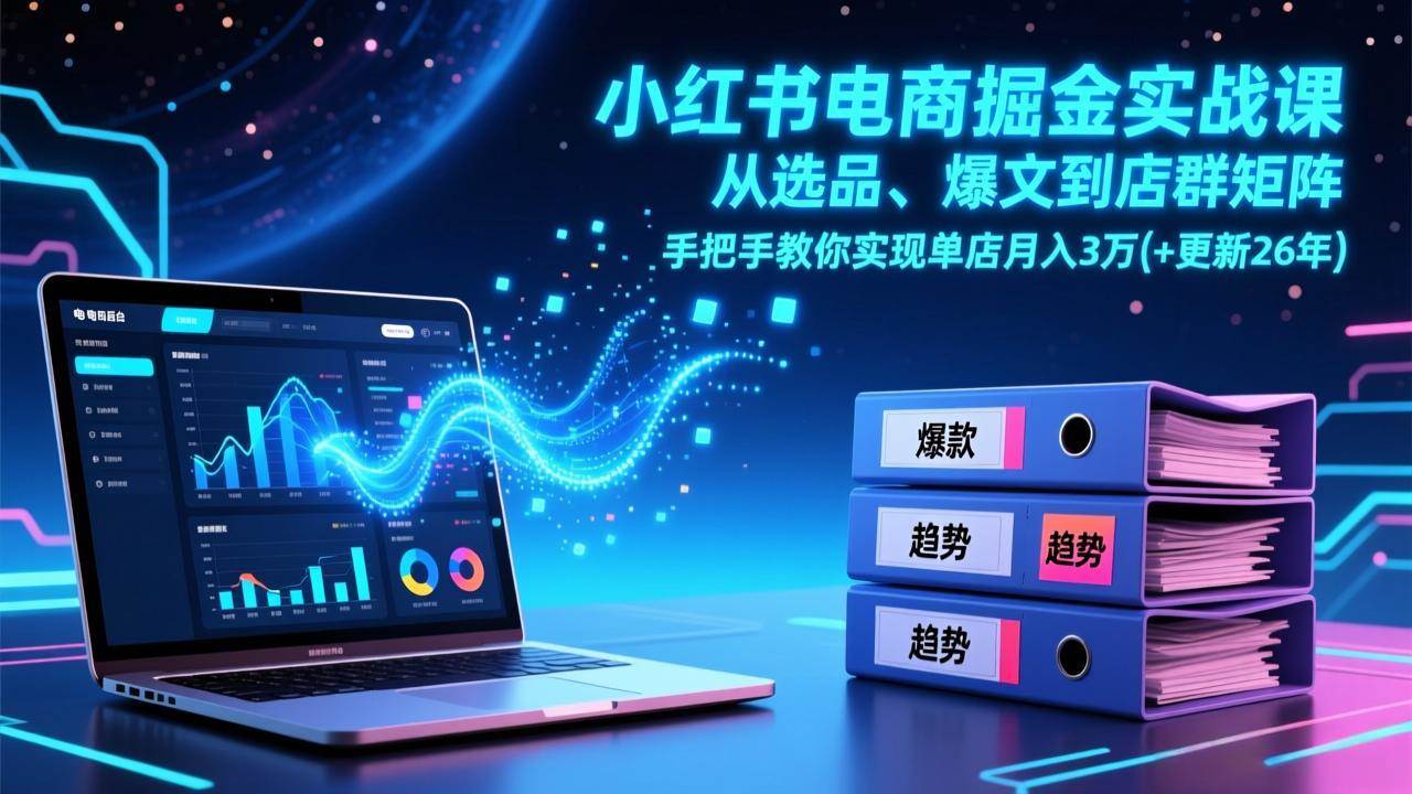 （17290期）小红书电商掘金实战课，从选品、爆文到店群矩阵，手把手教你实现单店月入3万+(更新26年)-玩备项目资源网