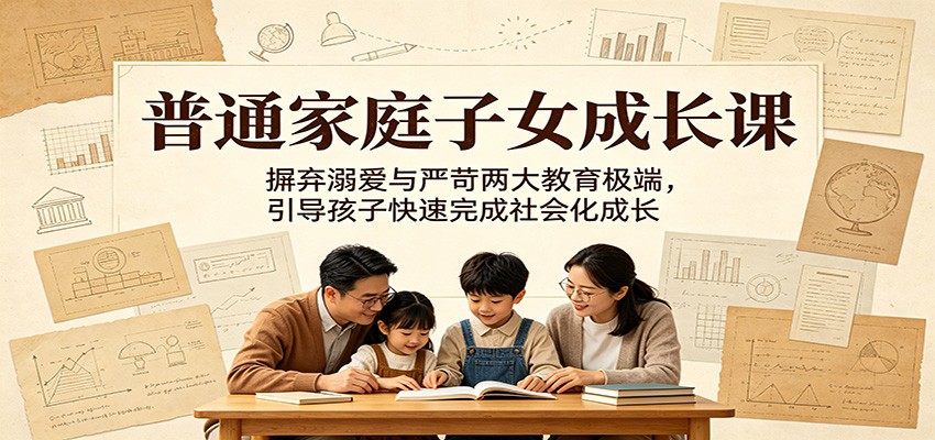 普通家庭子女成长课:摒弃溺爱与严苛两大教育极端,引导孩子快速完成社会化成长-玩备项目资源网