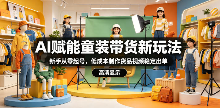 AI赋能童装带货新玩法，新手从零起号，低成本制作货品视频稳定出单-玩备项目资源网
