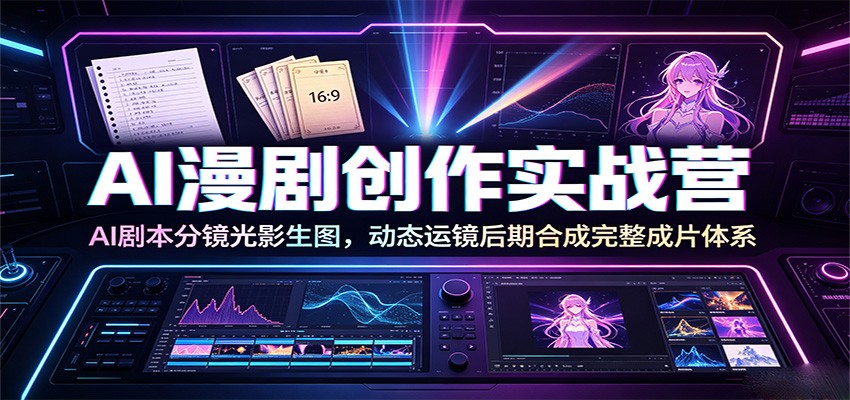 AI漫剧创作实战营:AI剧本分镜光影生图,动态运镜后期合成完整成片体系-玩备项目资源网