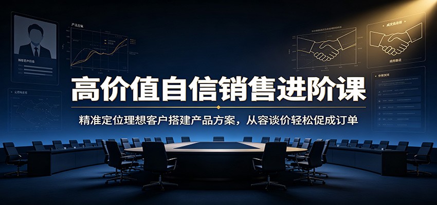 高价值自信销售进阶课：精准定位理想客户搭建产品方案，从容谈价轻松促成订单-玩备项目资源网