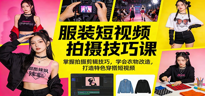 服装短视频拍摄技巧课：掌握拍摄剪辑技巧，学会衣物改造，打造特色穿搭短视频-玩备项目资源网