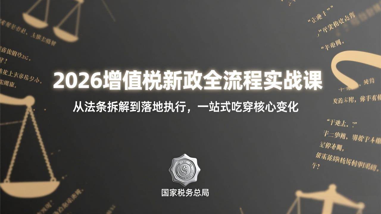 (17529期)2026增值税新政全流程实战课:从法条拆解到落地执行,一站式吃透核心变化-玩备项目资源网