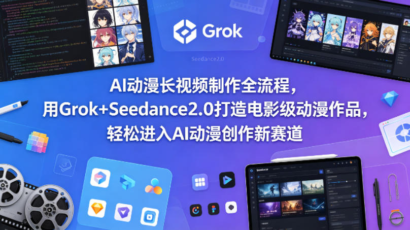 AI动漫长视频制作全流程，用Grok+Seedance2.0打造电影级动漫作品，轻松进入AI动漫创作新赛道-玩备项目资源网