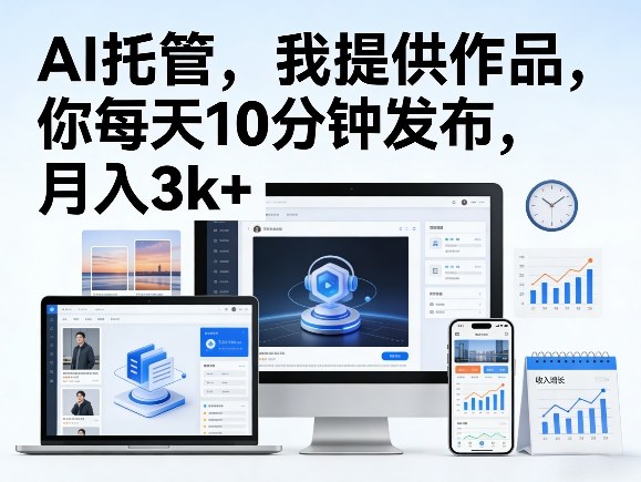 公众号AI托管，我提供作品，你每天10分钟发布，月入3k+【揭秘】-玩备项目资源网