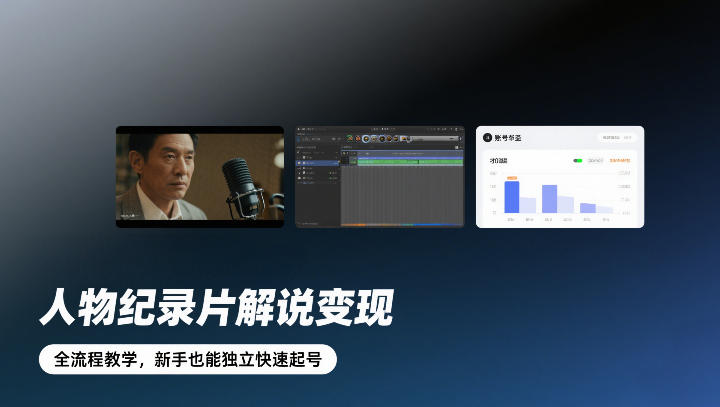 人物纪录片解说变现,全流程教学,新手也能独立快速起号-玩备项目资源网