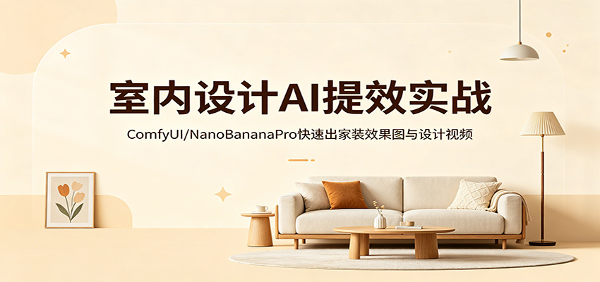室内设计AI提效实战：ComfyUI/NanoBananaPro快速出家装效果图与设计视频-玩备项目资源网