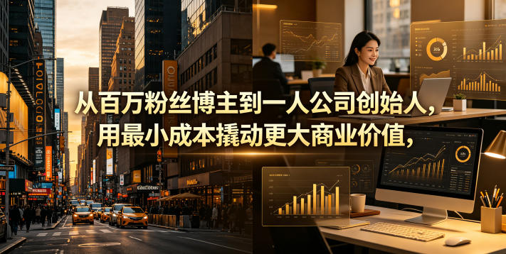 从百万粉丝博主到一人公司创始人，用最小成本撬动更大商业价值-玩备项目资源网
