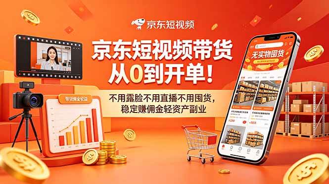 （18895期）京东短视频带货从0到开单！不用露脸不用直播不用囤货，稳定赚佣金轻资产副业-玩备项目资源网