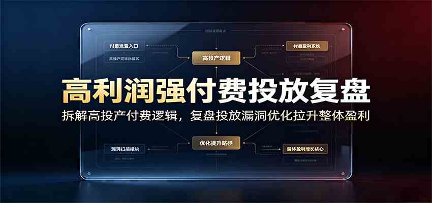 高利润强付费投放复盘:拆解高投产付费逻辑,复盘投放漏洞优化拉升整体盈利-玩备项目资源网