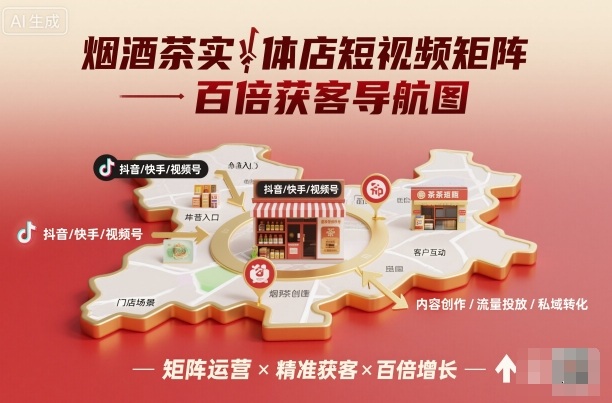烟酒茶实体店短视频矩阵百倍获客导航图-玩备项目资源网