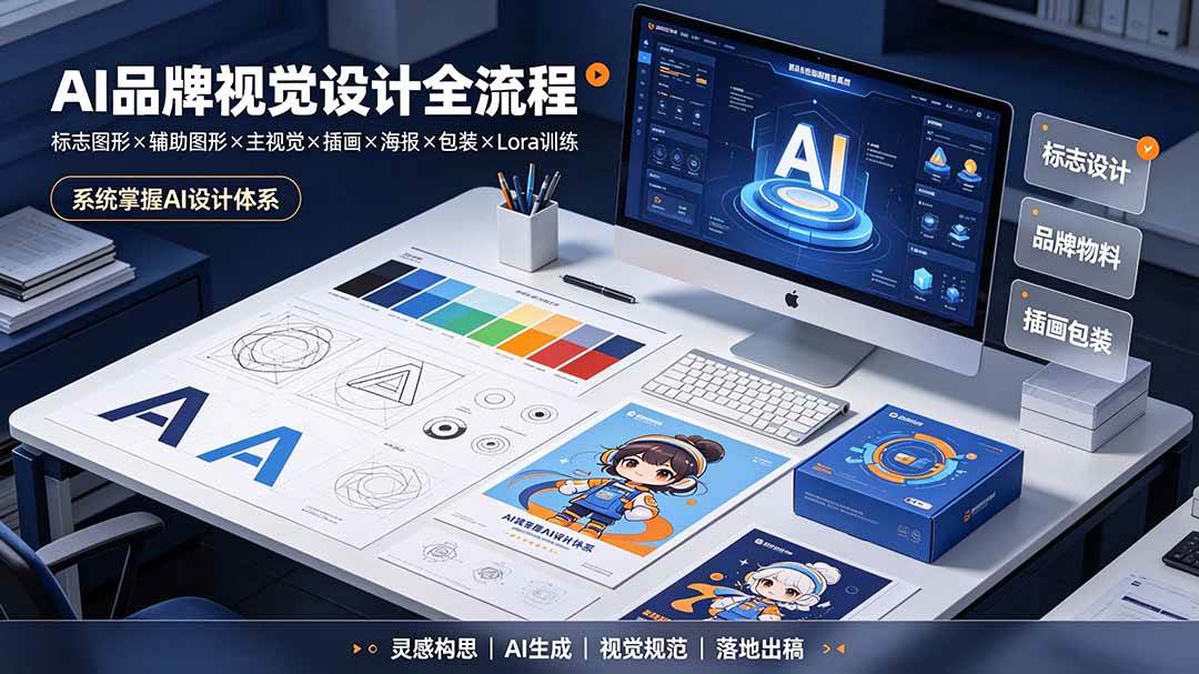 (19372期)AI品牌视觉设计全流程:标志图形×辅助图形×主视觉×插画×海报×包装×Lora训练,系统掌握AI设计体系-玩备项目资源网