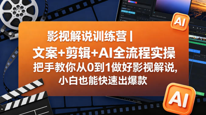 影视解说训练营|文案+剪辑+AI全流程实操,把手教你从0到1做好影视解说,小白也能快速出爆款-玩备项目资源网