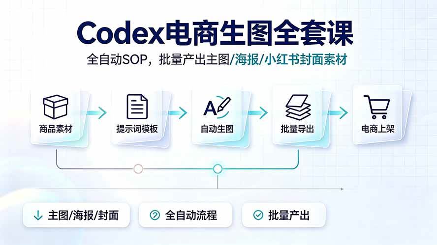 (19256期)Codex电商生图全套课|全自动SOP,批量产出主图/海报/小红书封面素材-玩备项目资源网