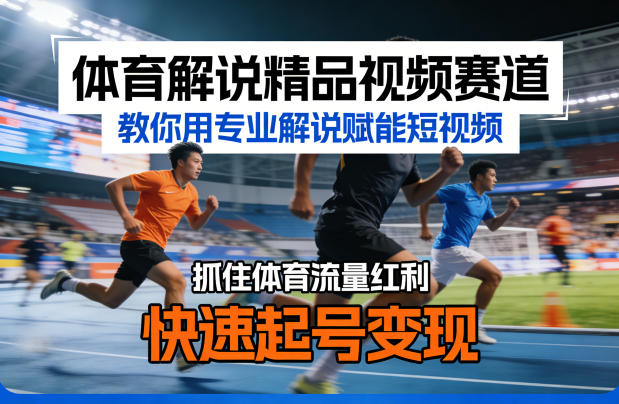 体育解说精品视频赛道,教你用专业解说赋能短视频,抓住体育流量红利,快速起号变现-玩备项目资源网