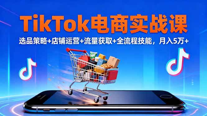 （16422期）TikTok电商实战课10月，选品策略+店铺运营+流量获取+全流程技能，月入5万+-玩备项目资源网
