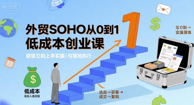 外贸SOHO从0到1低成本创业课，能够立刻上手实操与落地执行-玩备项目资源网