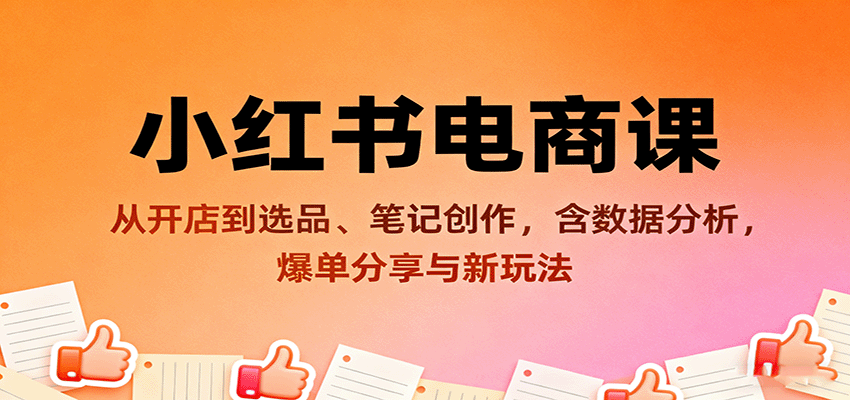 小红书电商课：从开店到选品、笔记创作，含数据分析，爆单分享与新玩法-玩备项目资源网