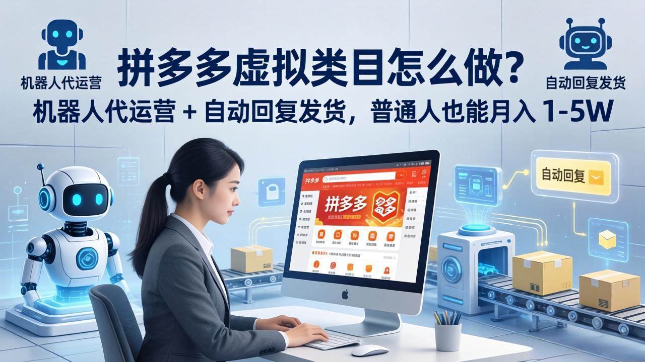 （18111期）拼多多虚拟类目怎么做？机器人代运营 + 自动回复发货，普通人也能月入 1-5W-玩备项目资源网