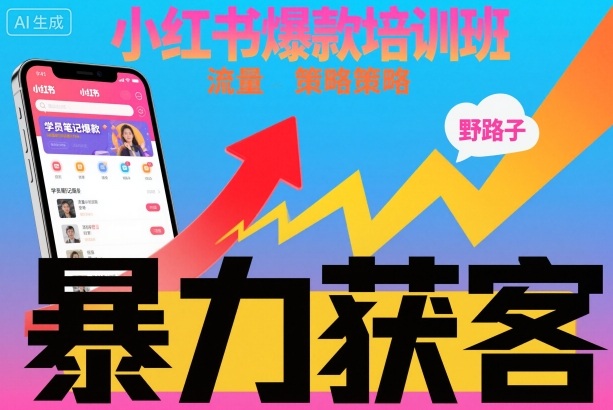 小红书爆款培训班，小红书获客野路子流量打法，暴力持续获客-玩备项目资源网