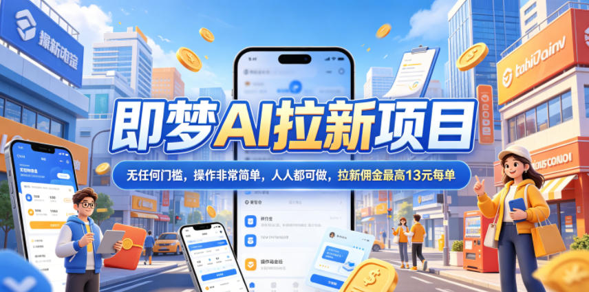2026年即梦AI拉新项目最新玩法，无任何门槛，操作非常简单，人人都可做，拉新佣金最高13米每单（更新6月24日）-玩备项目资源网