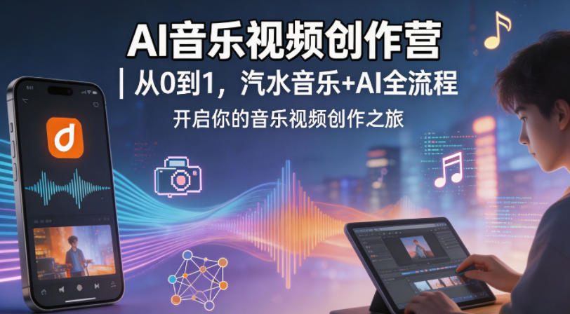 AI音乐视频创作营｜从0到1，汽水音乐+AI全流程，开启你的音乐视频创作之旅-玩备项目资源网