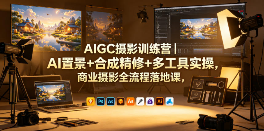 AIGC摄影训练营｜AI置景+合成精修+多工具实操，商业摄影全流程落地课-玩备项目资源网