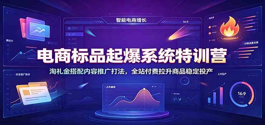 电商标品起爆系统特训营：淘礼金搭配内容推广打法，全站付费拉升商品稳定投产-玩备项目资源网