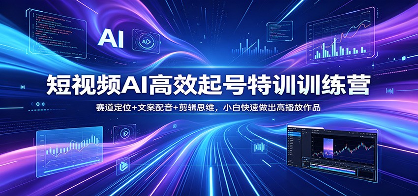 短视频AI高效起号特训训练营：赛道定位+文案配音+剪辑思维，小白快速做出高播放作品-玩备项目资源网