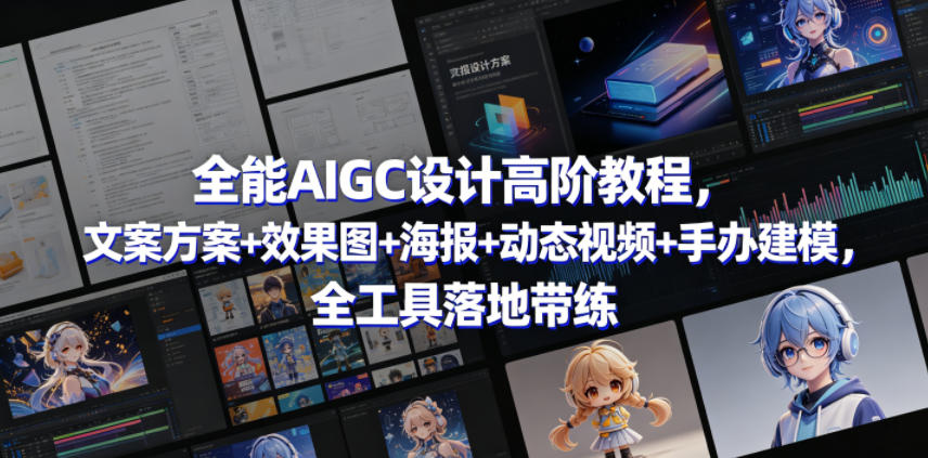 全能AIGC设计高阶教程,文案方案+效果图+海报+动态视频+手办建模,全工具落地带练-玩备项目资源网