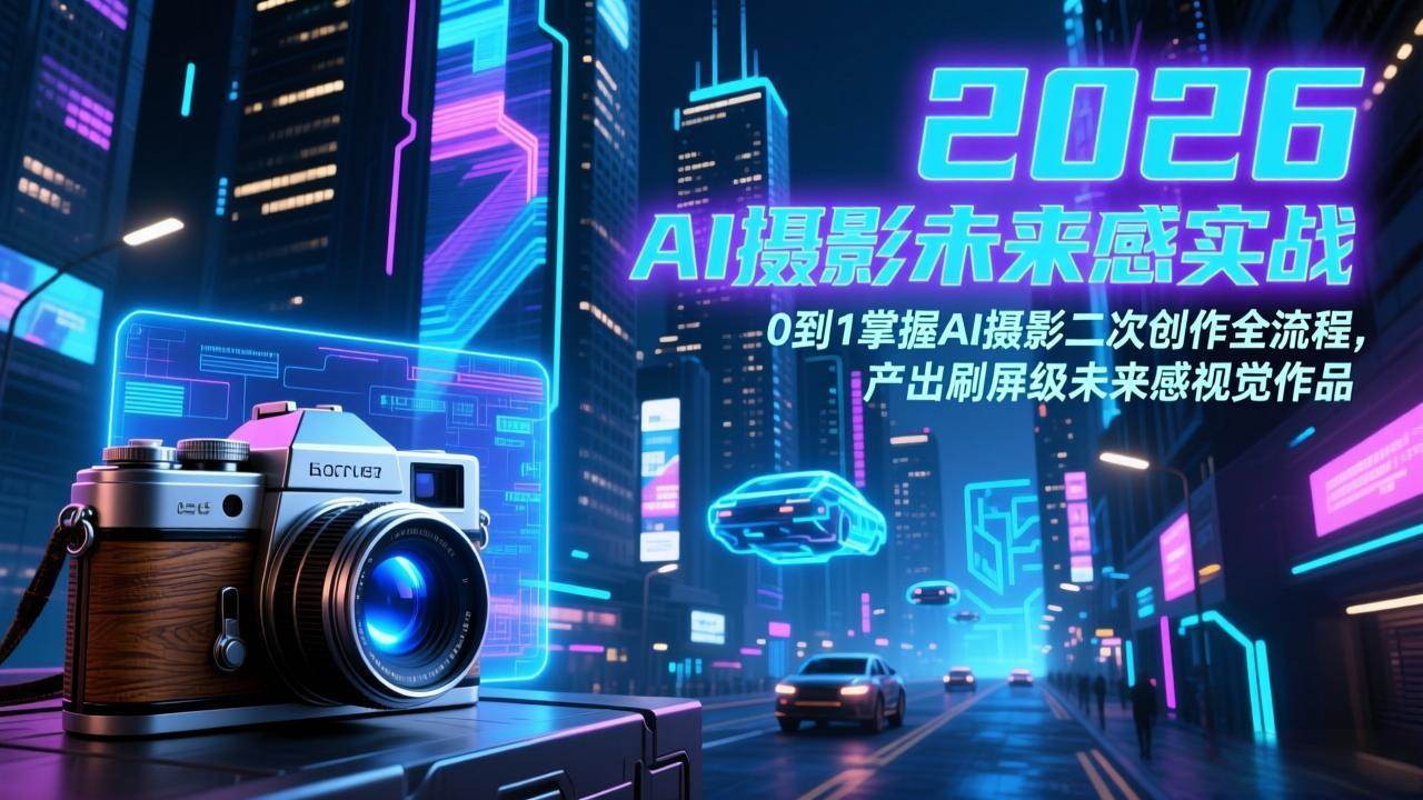 （17584期）2026 AI摄影未来感实战：0到1掌握AI摄影二次创作全流程，产出刷屏级未来感视觉作品-玩备项目资源网