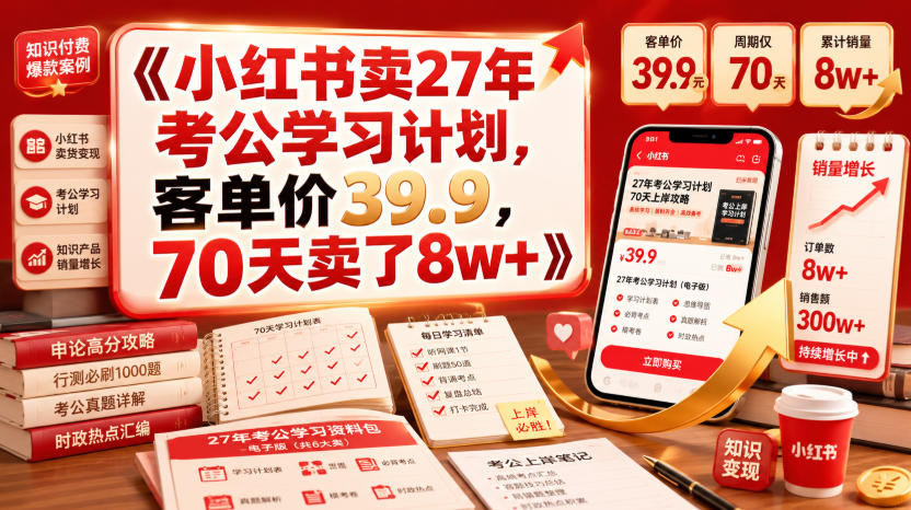 小红书卖27年考公学习计划,客单价39.9,70天卖了8w+!-玩备项目资源网