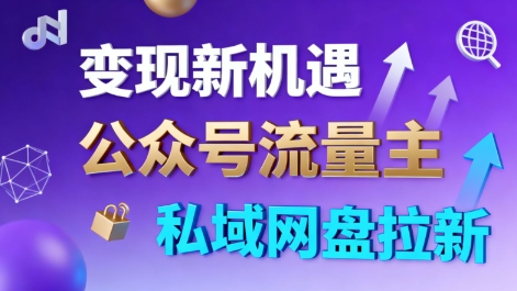 公众号流量主+私域网盘拉新，多方式变现，简单易上手，当天就有收益-玩备项目资源网