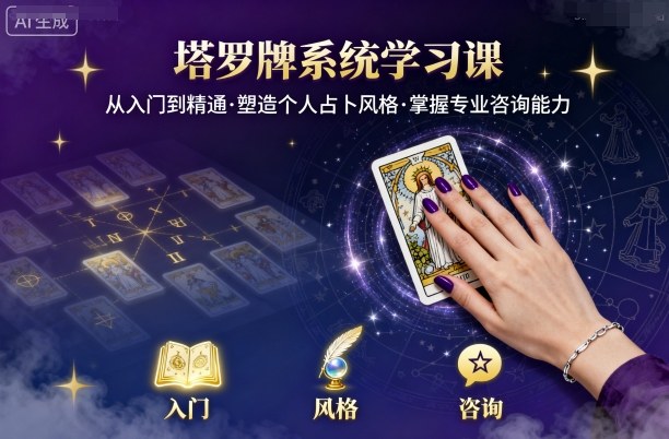塔罗牌系统学习课，助你从入门到精通，塑造个人占卜风格，掌握专业咨询能力-玩备项目资源网