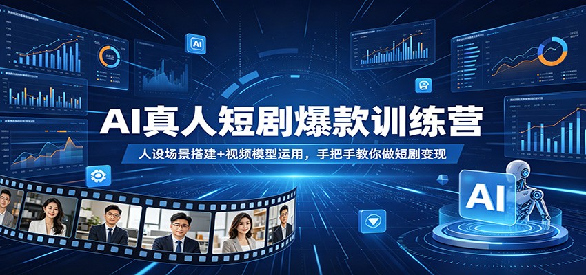 AI真人短剧爆款训练营：人设场景搭建+视频模型运用，手把手教你做短剧变现-玩备项目资源网