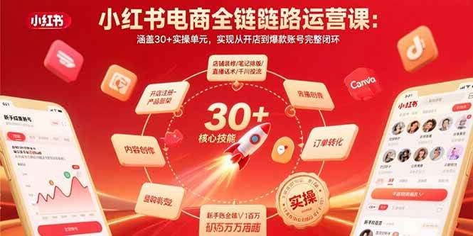 （15751期）小红书电商全链路运营课：涵盖30+实操单元，实现从开店到爆款账号完整闭环-玩备项目资源网
