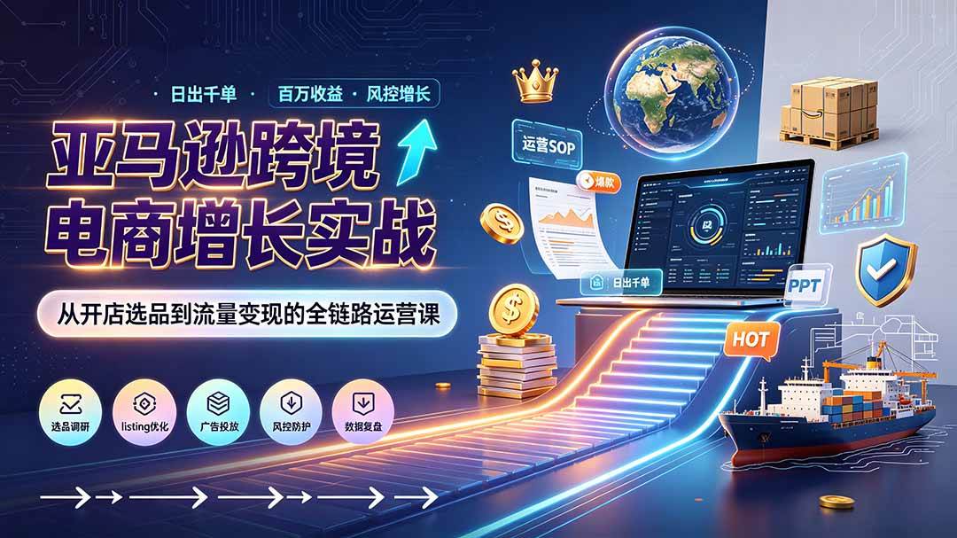 (19308期)亚马逊0-1孵化特训营8期:从注册风控到稳定日出千单实战,规避审核封店风险,标准化执行流程落地 (19308期)亚马逊0-1孵化特训营8期:从注册风控到稳定日出千单实战,规避审核封店风险,标准化执行流程落地