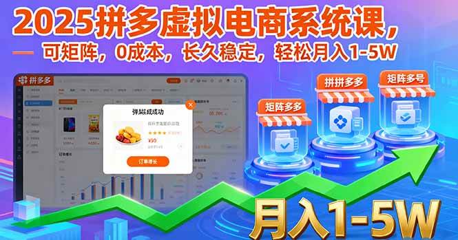 （16088期）2025拼多多虚拟电商系统课，可矩阵，0成本，长久稳定，轻松月入1-5W-玩备项目资源网