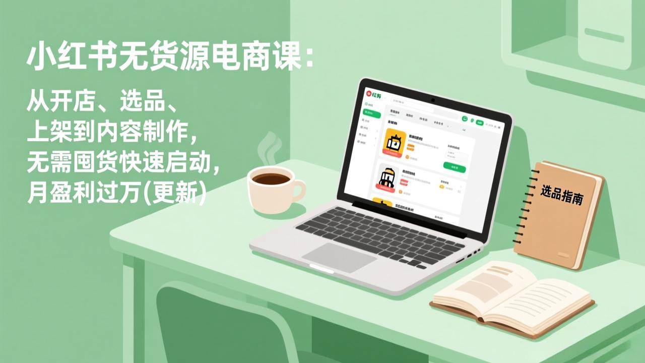 (18420期)小红书无货源电商课(5月12更新):从开店、选品、上架到内容制作,无需囤货快速启动,月盈利过万-玩备项目资源网