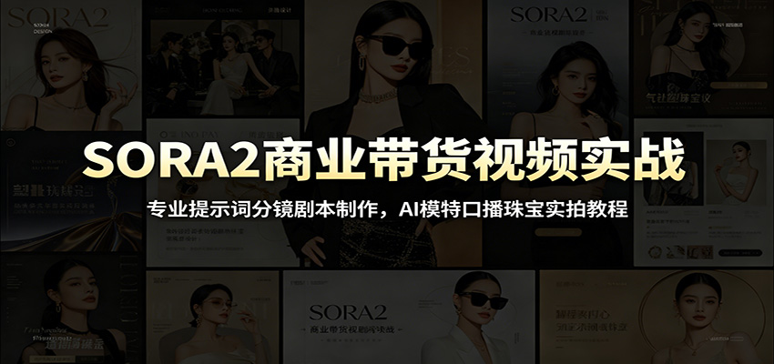 SORA2商业带货视频实战：专业提示词分镜剧本制作，AI模特口播珠宝实拍教程-玩备项目资源网