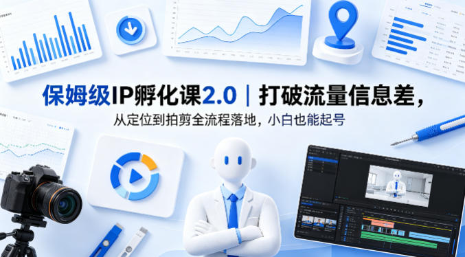 保姆级IP孵化课2.0｜打破流量信息差，从定位到拍剪全流程落地，小白也能起号-玩备项目资源网