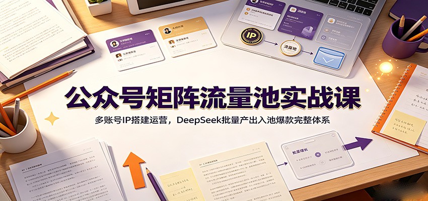 公众号矩阵流量池实战课:多账号IP搭建运营,DeepSeek批量产出入池爆款完整体系-玩备项目资源网