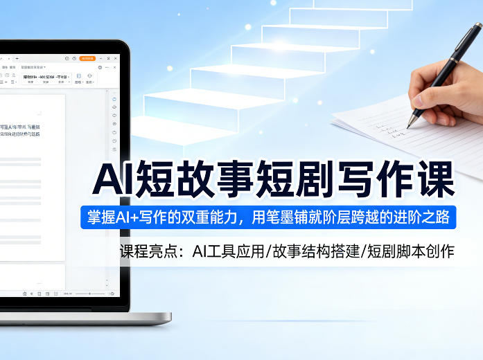 AI短故事短剧写作课,掌握AI+写作的双重能力,用笔墨铺就阶层跨越的进阶之路-玩备项目资源网