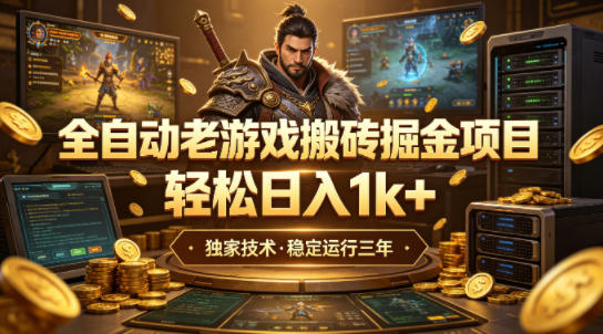 全自动老游戏搬砖掘金项目，轻松日入1k+，独家技术，稳定运行三年【揭秘】-玩备项目资源网